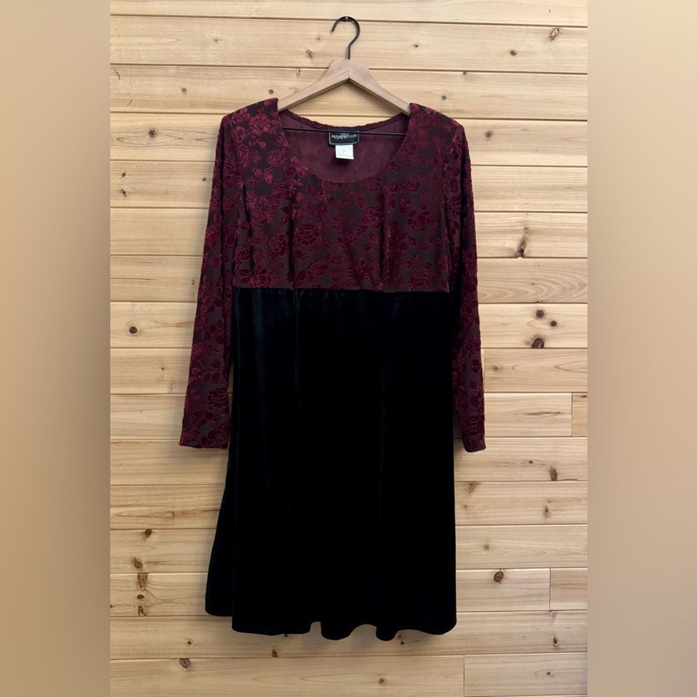 Vintage Molly Malloy Medium Floral Burnout Velvet Long Sleeve Whimsigoth Dress